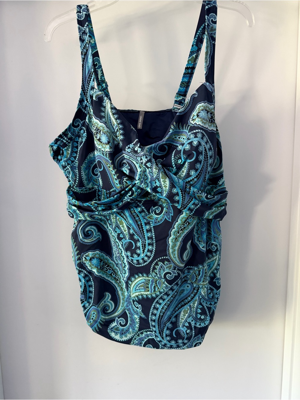 Lands' End Navy & Teal Paisley Tankini Top
